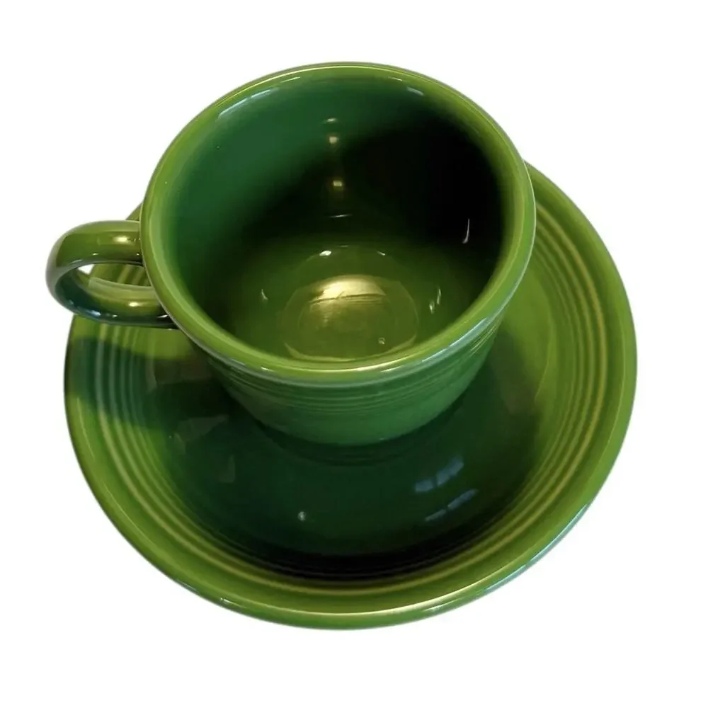 Vtg Fiestaware Fiesta HLC USA Shamrock Green Tea/Coffee Cup & Saucer Set
